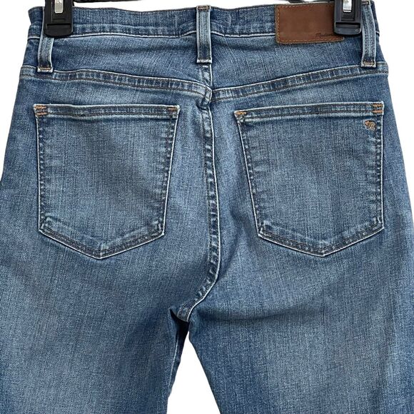 Madewell SZ 26 - 10" High-Rise Skinny Jeans Drop Step Hem Distressed Medium Wash - Picture 8 of 12